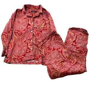 Lauren Ralph Lauren Women's Sz 2X Paisley Sateen Pajama Set